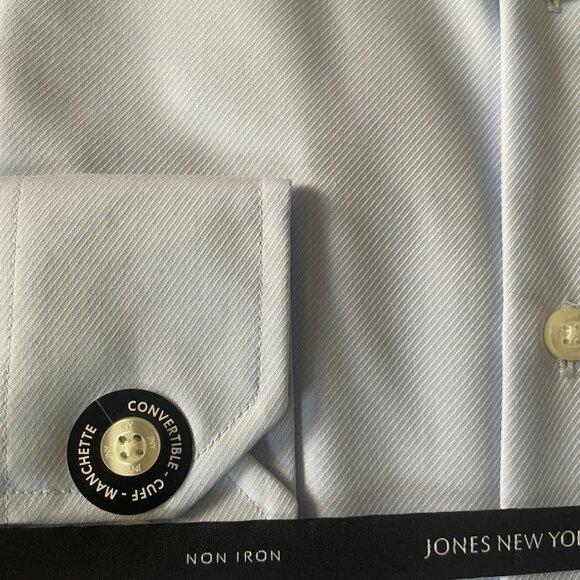 Jones New York Men's Solid Premium Dress Shirt - Blue - Large 16.5 - 32/33 - Picture 4 of 6